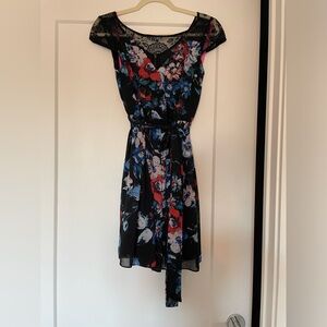 Betsey Johnson Black Floral Lace Detail Dress - Size 2